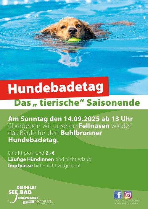 Event: Hundebadetag Buhlbronn 2025 - Bäderbetriebe Schorndorf